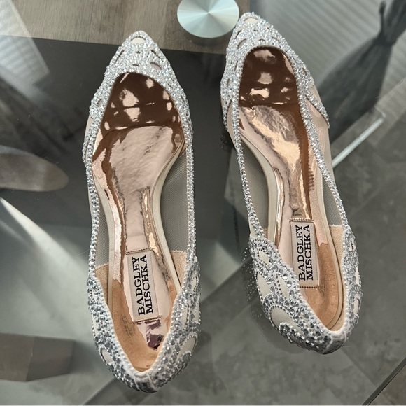 Badgley Mischka Crystal Pointed Toe Flats, Size 8 W, NEW - Picture 10 of 16